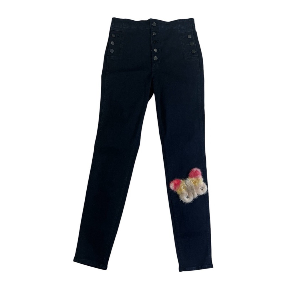 J Brand Natasha Jeans Bluebird High Rise Stretch 30 Butterfly Embellishment Dark
